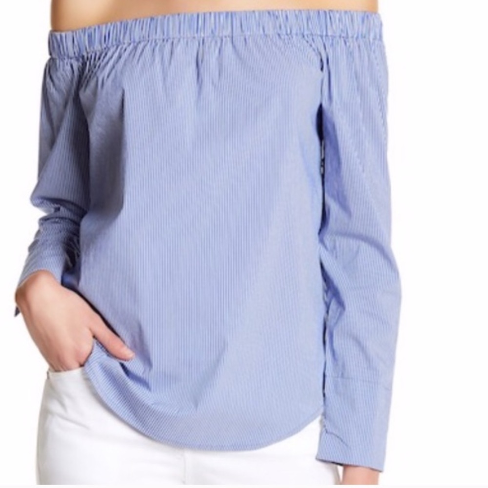 Philosophy Off the Shoulder Striped Elastic Top